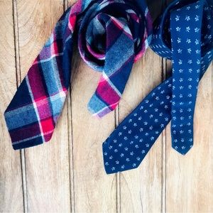 Set of 2 J. Crew Men’s Ties Flawless Plaid Navy